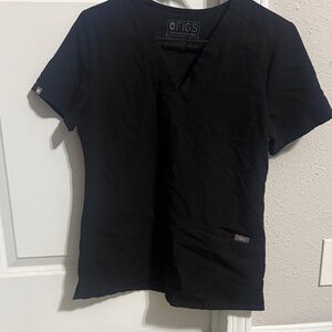 Figs Black V-Neck Scrub Top (Luxury scrubs)